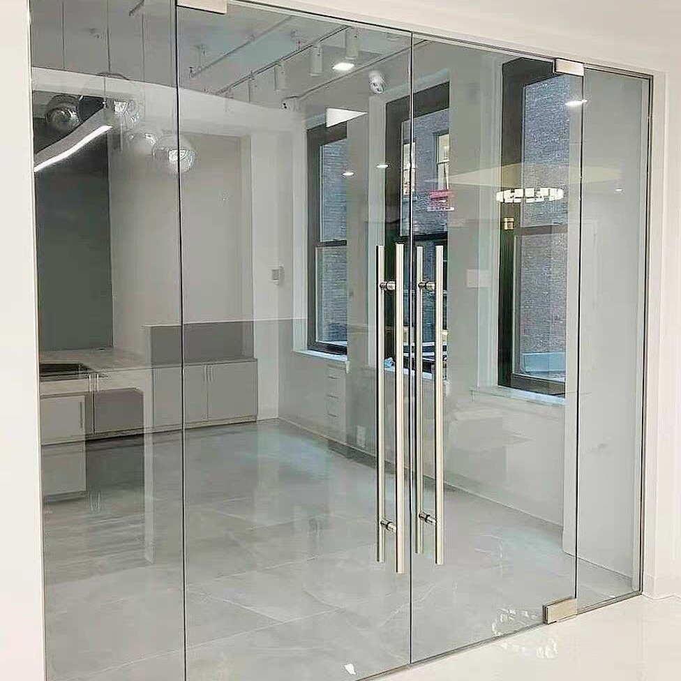 Glassdoor全玻璃地弹门跨境商用有框无框玻璃门Pivot door