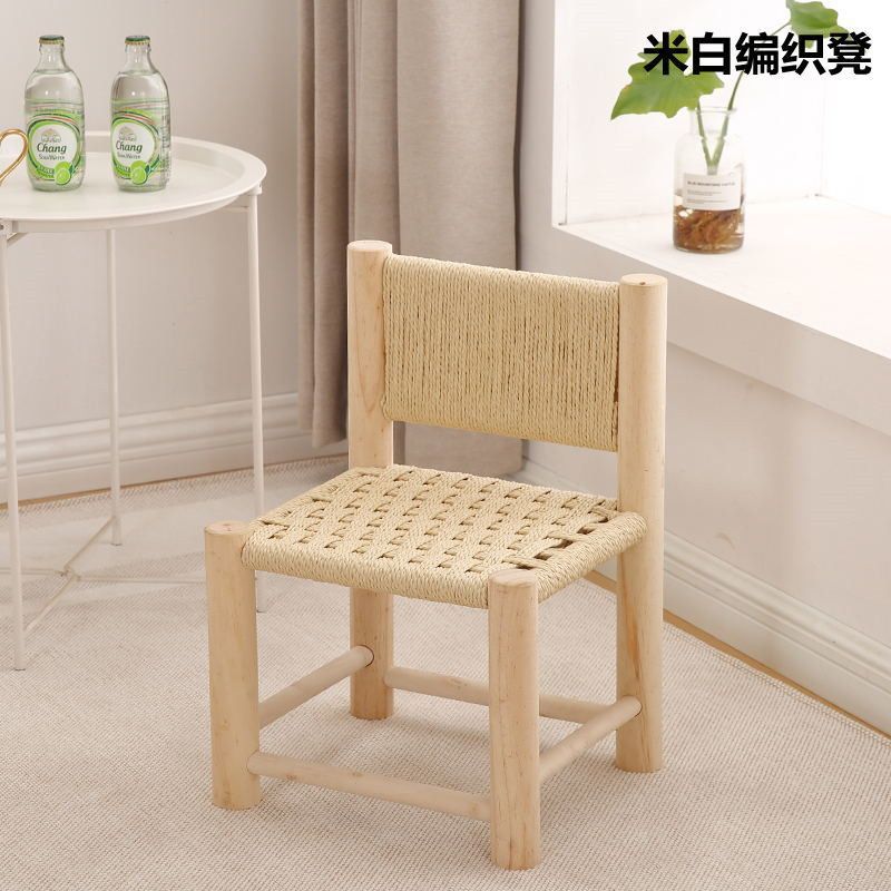 儿童学习简约麻绳编织小木凳
