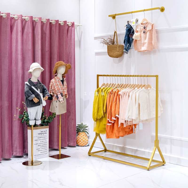 直播衣架落地儿童服装店铺网红装饰直播间展示架装修设计服装货架