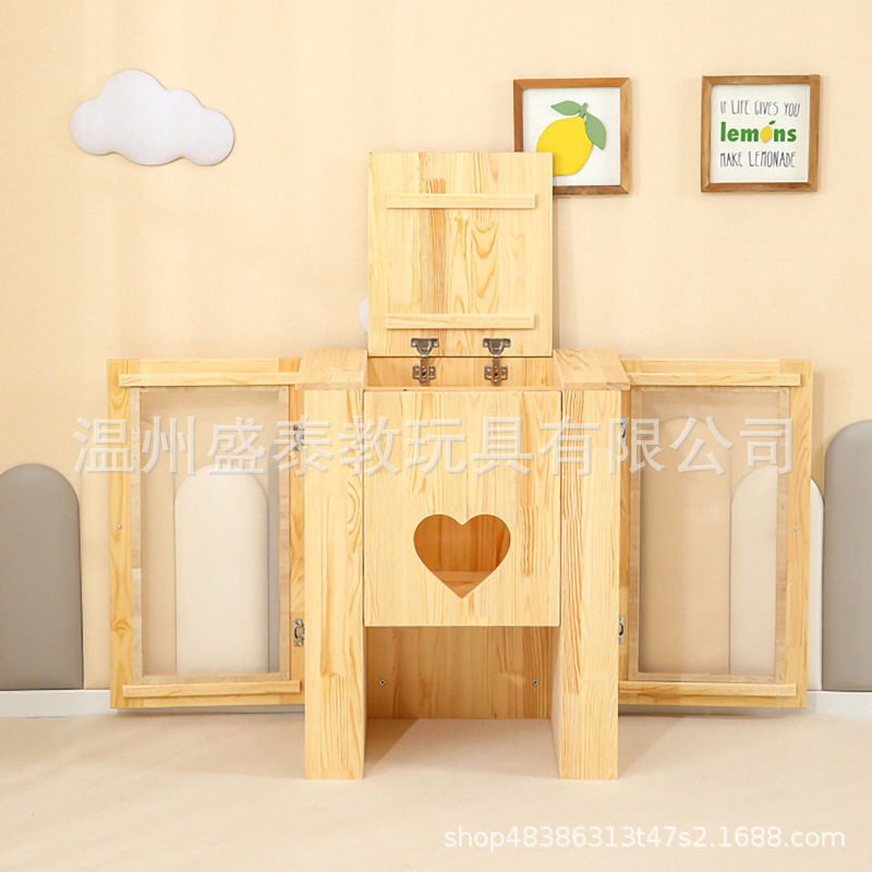 幼儿园实木口杯架保温桶水杯柜一体拆装木质茶桶架樟子松茶水柜