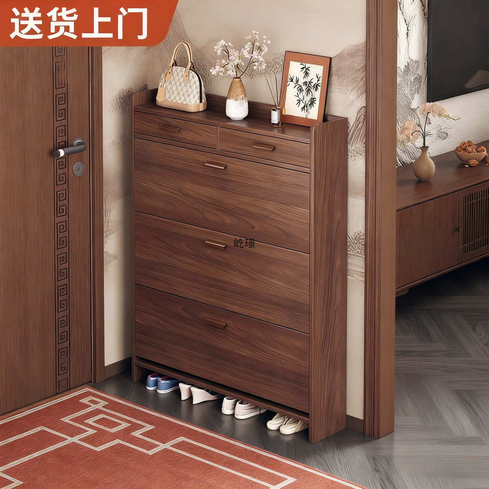 超薄鞋柜17cm经济型家用门口多功能组装简约现代门口翻斗式小鞋柜