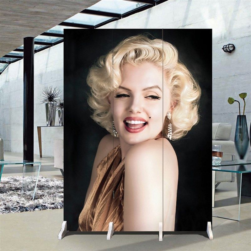 屏风隔断客厅欧式酒吧咖啡会所街景人物厨师布艺玄关移动赫本梦露