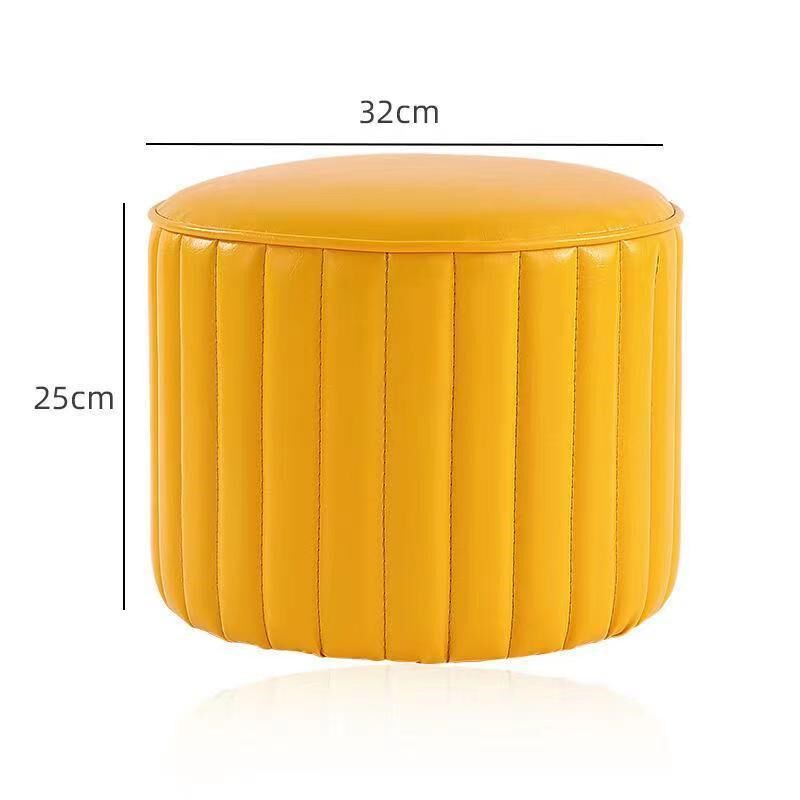 创意小凳子家用门口换鞋凳客厅茶几矮凳轻奢油蜡皮沙发脚踏圆板凳