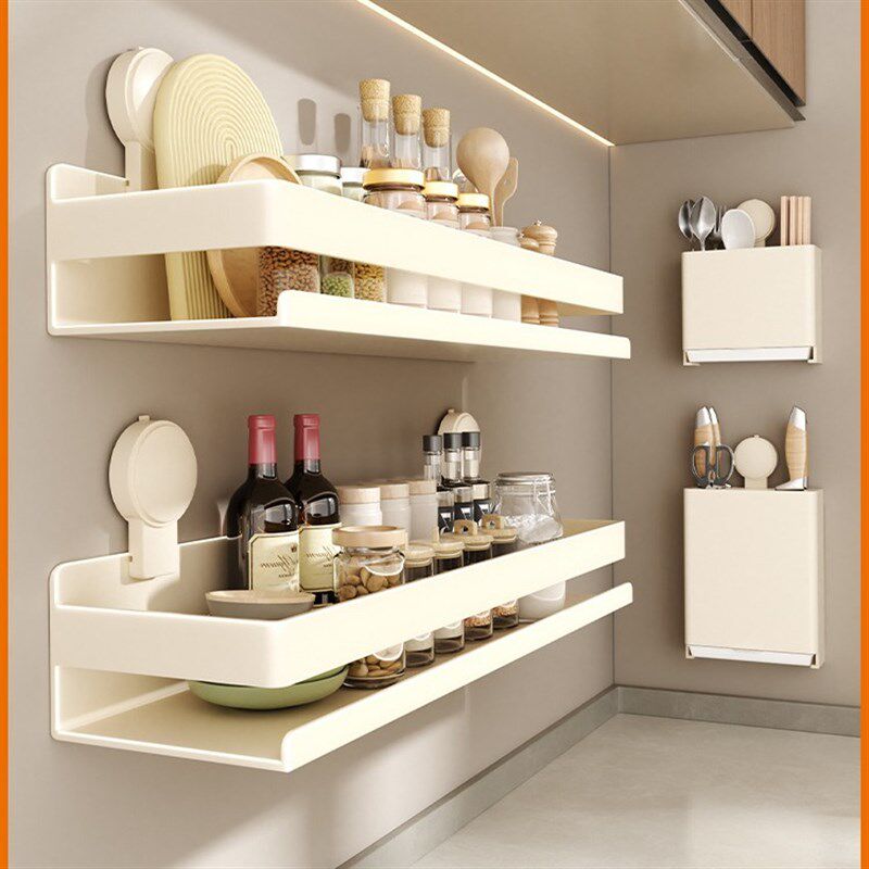 厨房吸盘置物架调料架免打孔家用壁挂墙上佐料调味料品罐收纳架子