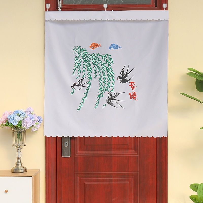 布艺半截免打孔挂钩式门帘厨房卧室厕所家用卡通遮挡隔断挂帘图片
