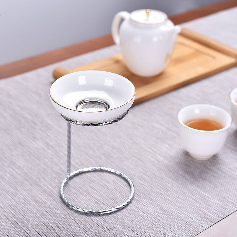 茶漏茶滤支架茶具配件不锈钢滤茶器底座托茶过滤网弹簧茶托架