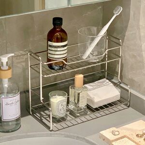 碳钢双层新款置物架多功能家居浴室洗漱用品沥水收纳杯架
