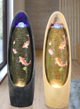 欧式流水喷泉客厅风水轮循环水加湿器K办公室景观装饰招财落地