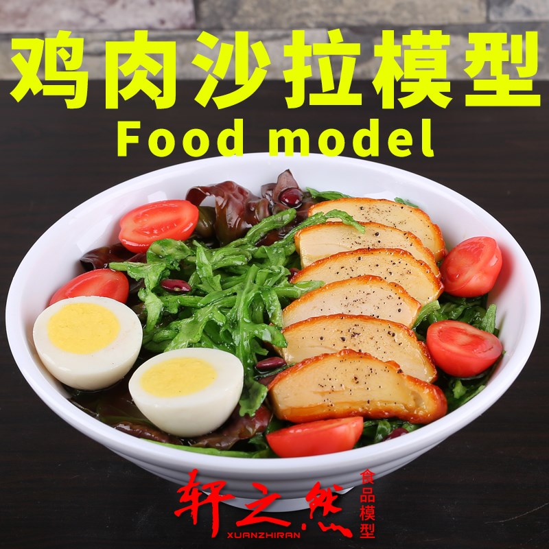 西餐食品模型鸡胸肉蔬菜沙拉道具假菜F减肥食物样品圣女果番茄定