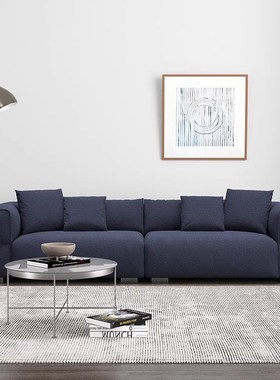 北欧羊羔绒侘寂风现p代简约布艺沙发设计师四人沙发白色直排豆腐