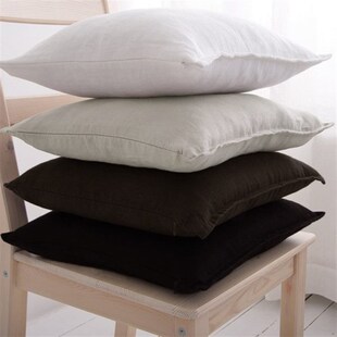 亚麻布艺抱枕套i客厅靠垫纯色水洗沙发办公室床头方形靠枕套不含