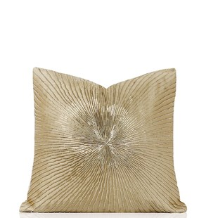 样板房间客厅靠垫家居软装靠包现代轻奢金L色手工串珠放射线抱枕