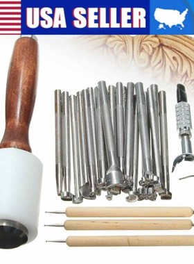 25Pcs Stainless Steel Leather WorkiGng SaddleMaking Tools Ca