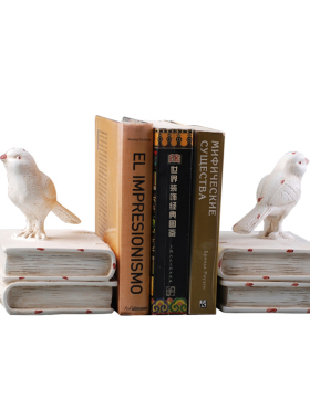 现代简约田园风小鸟书档书立桌面软装饰I品家居样板间书房书靠摆