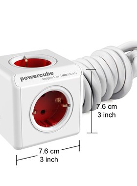 Allocacoc Powercube rEU Plug Outlets Power Strip 2 USB 1.5M