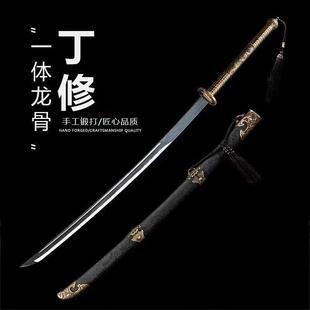 龙泉刀剑长款苗家刀长柄双手戚家刀高锰钢锻打一体镇宅刀未开刃