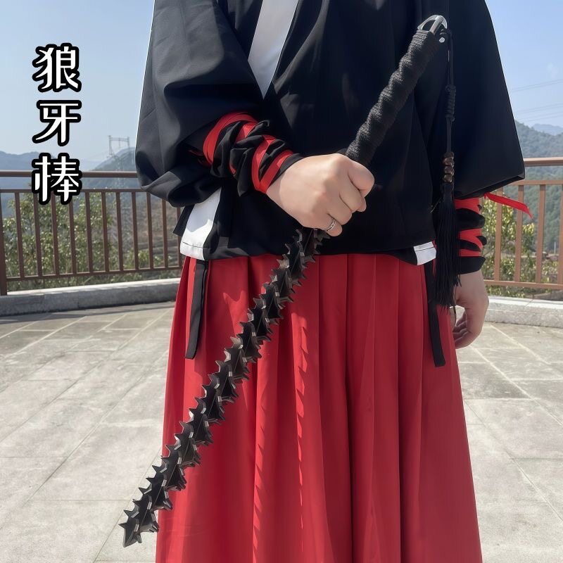 龙泉手工锻打锏传统实心户外一体车载武术防身淬火超厚狼牙棍棒