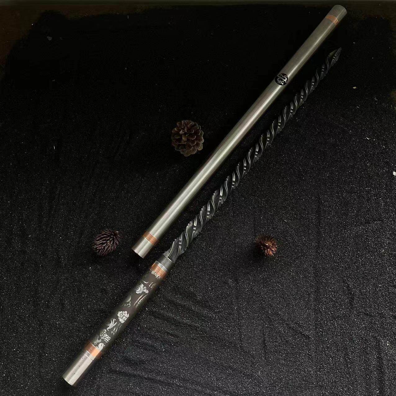 盘龙棍龙泉手工锻打户外装饰摆件防身加长一体拍照手杖拐杖剑高档