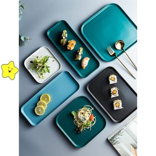 西餐盘餐具北欧菜盘家用牛排盘托盘陶瓷盘子平盘方形甜品盘早餐盘
