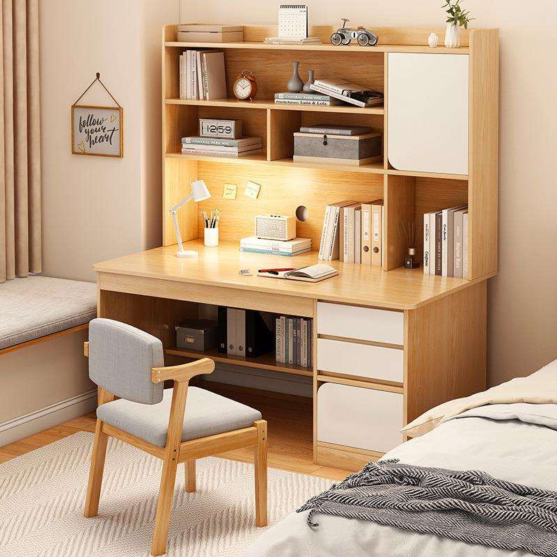 电脑桌台式书桌书架一体套装简约现代卧室写字桌学生家用学习桌子