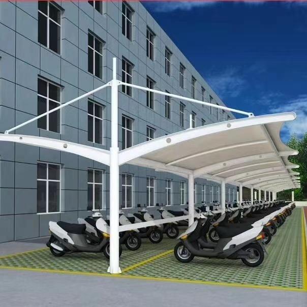 园区地面停车棚工厂遮雨棚膜结构广场避雨室外防火材料新式遮阳蓬