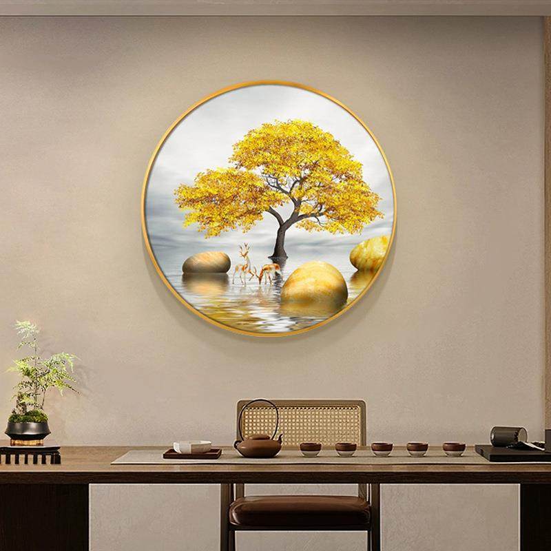 新中式圆形时来运转招财装饰画福禄客厅玄关走廊过道风景墙上挂画,模玩/动漫/周边/娃圈三坑/桌游,模型制作工具/辅料耗材,淘宝优惠券,粉丝福利购,淘宝优惠卷