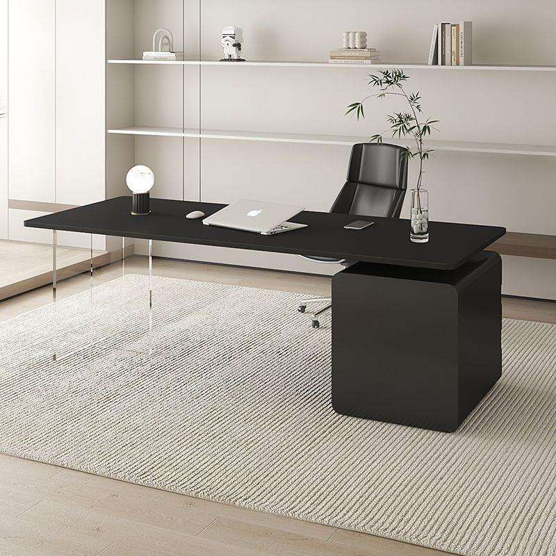 意式岩板办公桌现代简约亚克力家用书桌写字台设计师款老板电脑桌