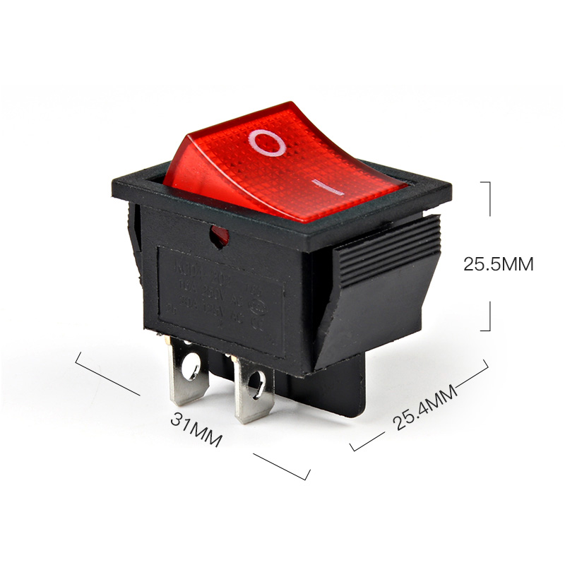 开关机器按钮R11 16A220v带灯船型4脚两档红色绞肉机开关电源机器