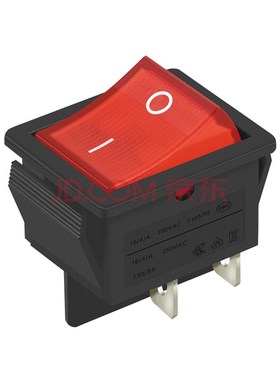 红色船型开关KCD4船型翘板带灯按钮按键2/3两/三档4/6六脚开关16A