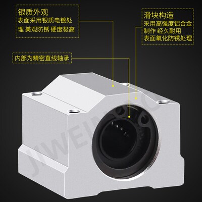 3D打印机内径8mm滚珠滑块轴承 SCS8UU SC8LL直线箱式法兰SHL大促