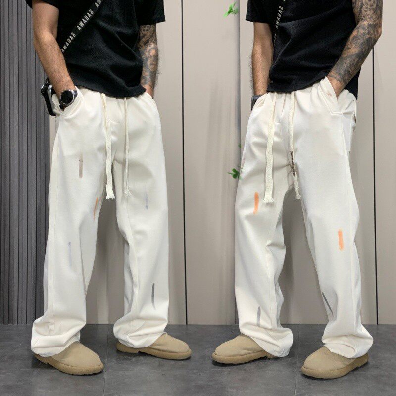 春季涂鸦卫裤男2026新款潮流百搭宽松休闲直筒阔腿裤高街运动裤潮
