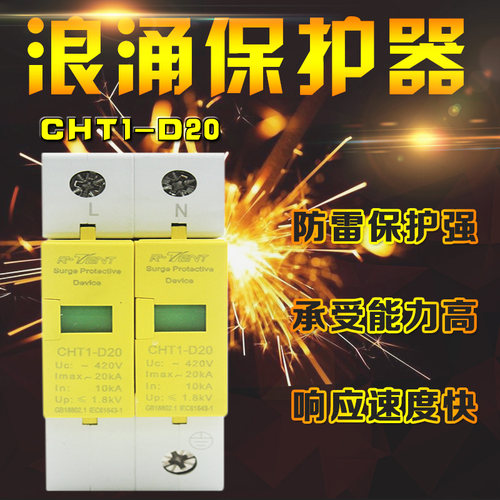 浪涌保护器 2P20KA避雷器 家用单相220V监控防雷器 电涌防雷开关