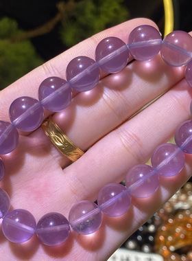 天然坦桑紫萤石手链 小清新晶体通透干净圆珠手串 厂家直供