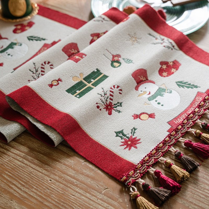 圣诞节桌旗餐桌布长条装饰圣诞雪人蓝色盖布一件代发跨境亚马逊,居家布艺,桌旗,淘宝优惠券,粉丝福利购,淘宝优惠卷