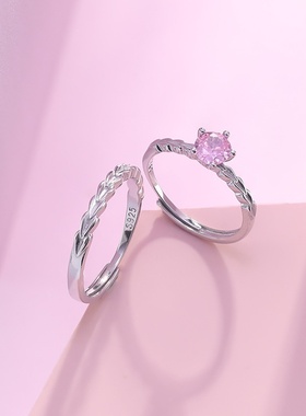 S925纯银守护之心情侣戒指对戒一对个性小众轻奢高级设计韩版
