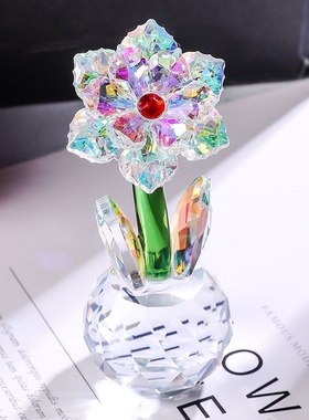 太阳花水晶家居摆件跨境资源批发花朵柜台装饰创意桌面节日礼物