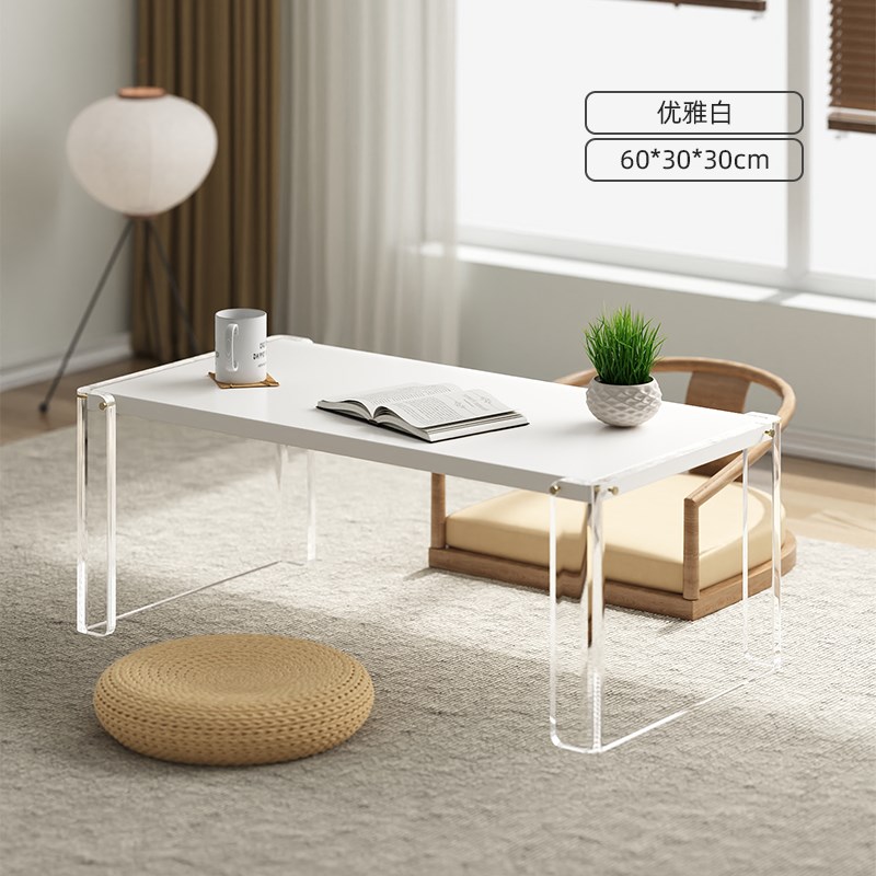 中式飘窗小茶几榻榻米简约阳台实木茶桌矮桌亚克力茶几飘窗小桌子