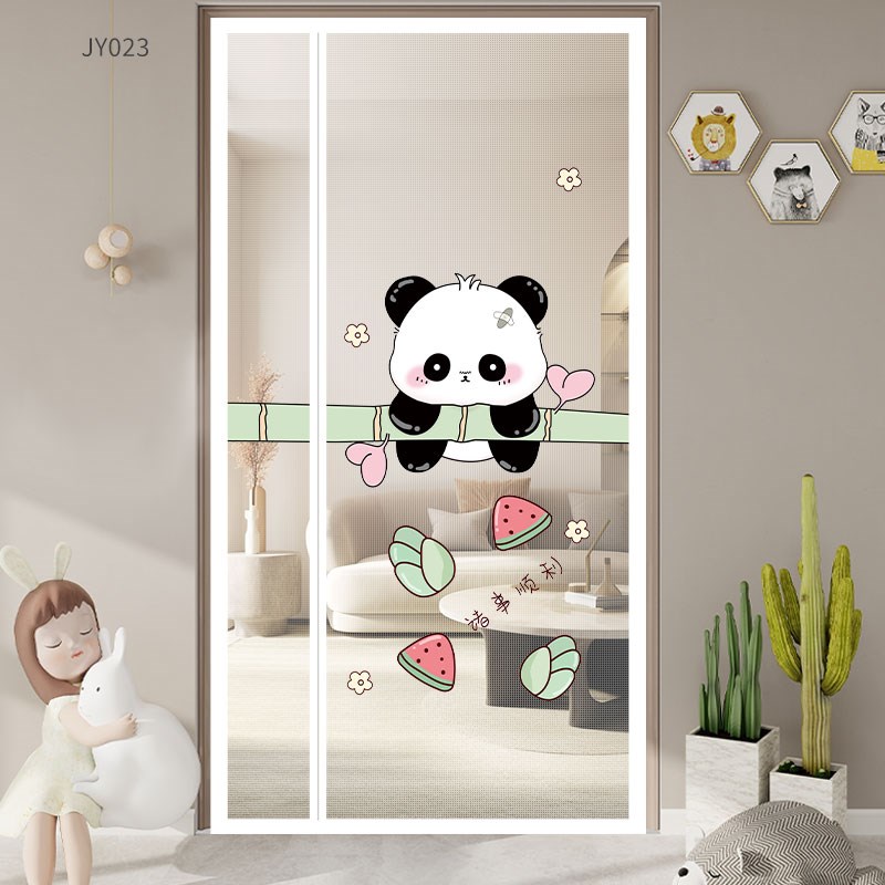 卡通防蚊门帘夏季新款磁吸纱门免打孔隔断纱帘卧室磁性魔术贴纱窗