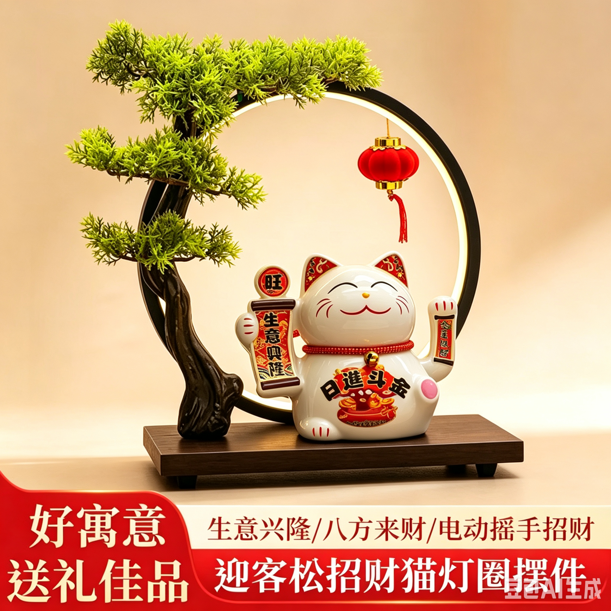 陶瓷招财猫摆件电动摇手家居客厅店铺收银台装饰品招财开业礼品