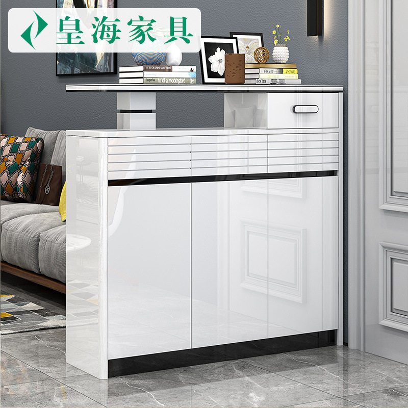简约现代鞋柜双面烤漆隔断门厅鞋橱客厅玄关鞋柜大容量储物柜白色