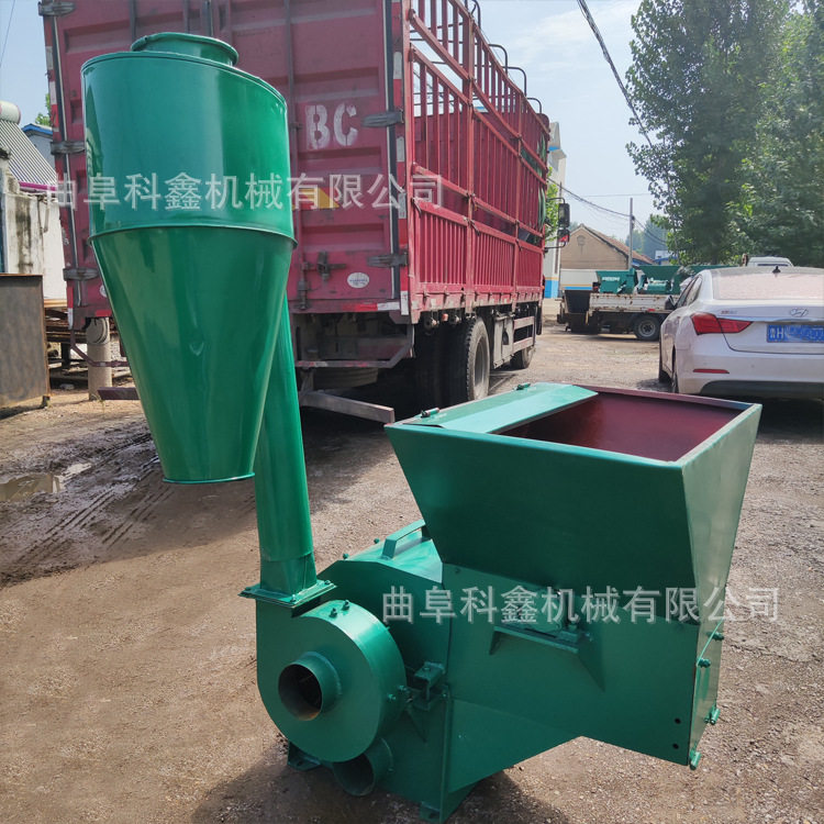 养殖场大型锤片式粉碎机沙克龙除尘饲草打糠机玉米秸秆打草面子机