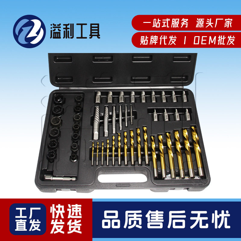 53件套螺母断丝取出器反牙套筒防盗生锈破损滑丝螺栓专用工具套装