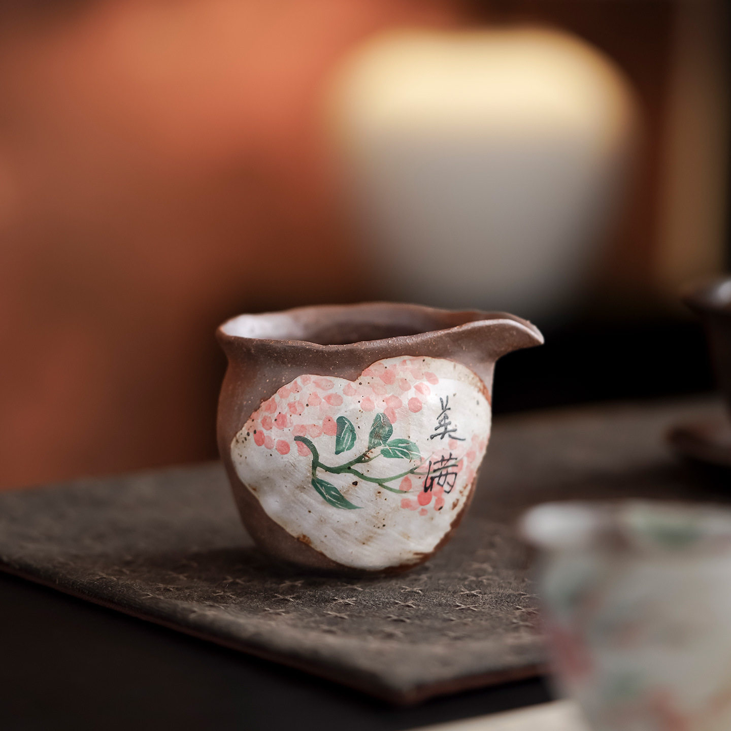 柴烧手绘公道杯分茶器陶瓷中式复古茶海匀杯泡茶公杯家用茶具配件