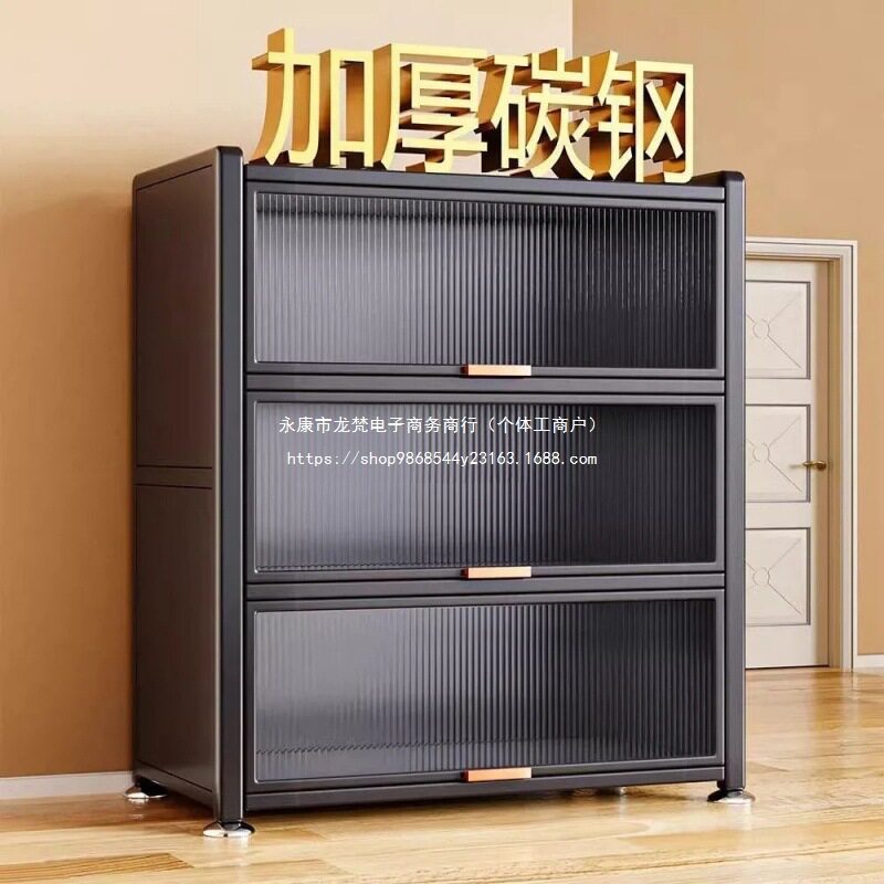 加厚厨房置物架落地多层橱柜家用微波炉碗柜餐边柜楼道储物柜门外