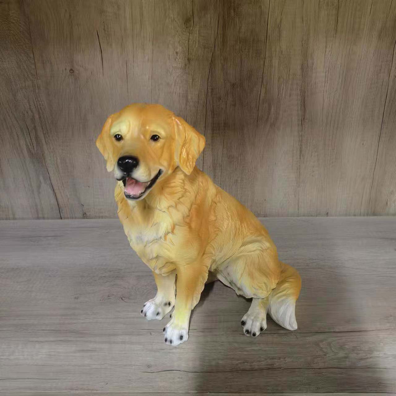 厂家批发可爱仿真小狗金毛摆件户外花园庭院装饰柴犬树脂工艺摆件
