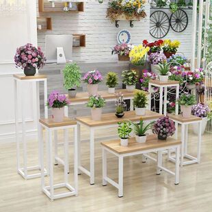 铁艺花架花店中岛花束小桌子鲜花流水展示架高低落地橱窗花盆展T&