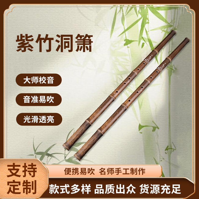新款专业紫竹洞箫初学G调F入门六八孔一二三节箫古风萧吹奏乐器
