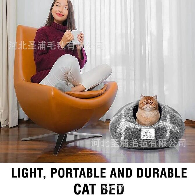 毛毡猫窝四季通用别墅猫咪房子半封闭式宠物窝宠物用品猫床猫屋房