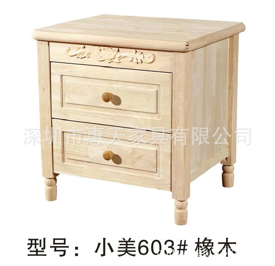 美式乡村床头柜白茬小美储物柜白坯床边柜白胚家具实木柜子厂家