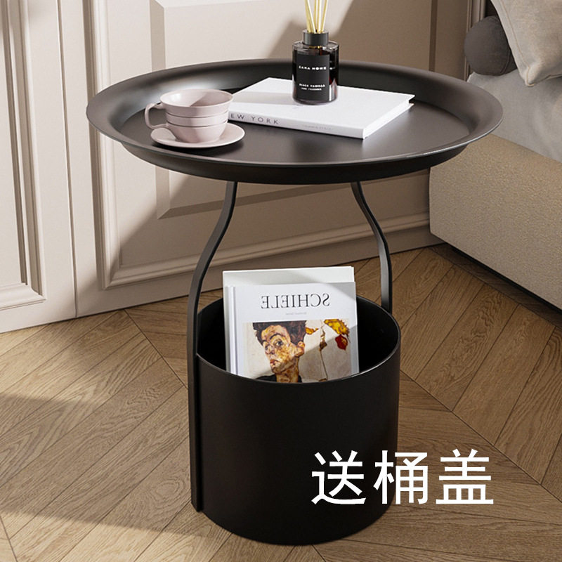 卧室床头柜ins风铁艺小边几床边轻奢风小茶几沙发小型角几收纳桶
